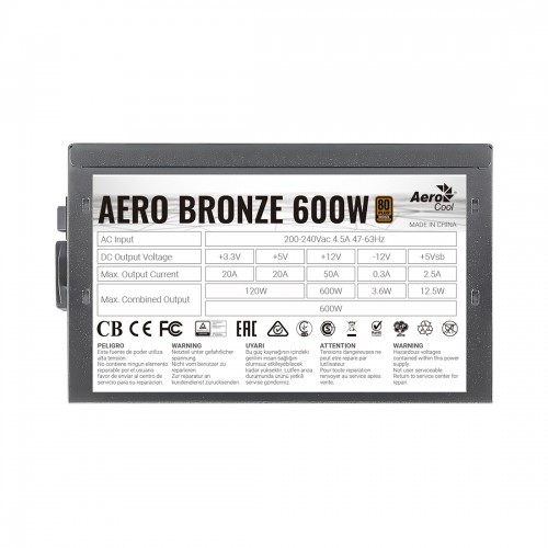 Блок питания Aerocool AERO BRONZE 600W