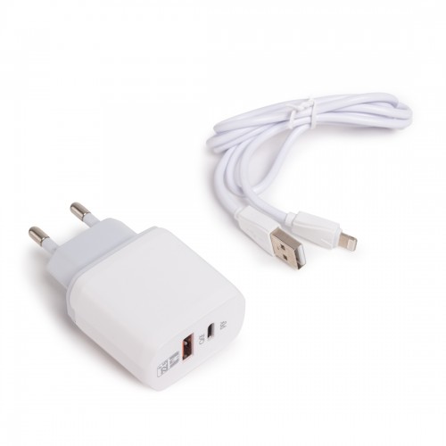 Универсальное зарядное устройство LDNIO A2421C 22.5W USB/USB Lightning, Белый